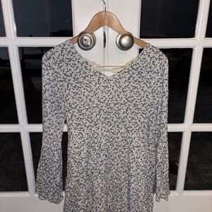 Blue and White Floral Lace Dress